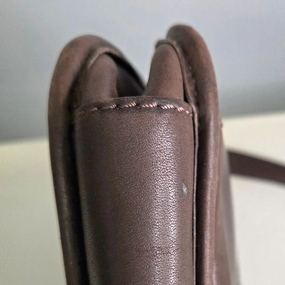 Vintage Y2K Fossil New American Classic Key Brown Leather Crossbody Purse Bag - Picture 9 of 16